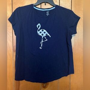 Crown & Ivy Navy Flamingo Tee